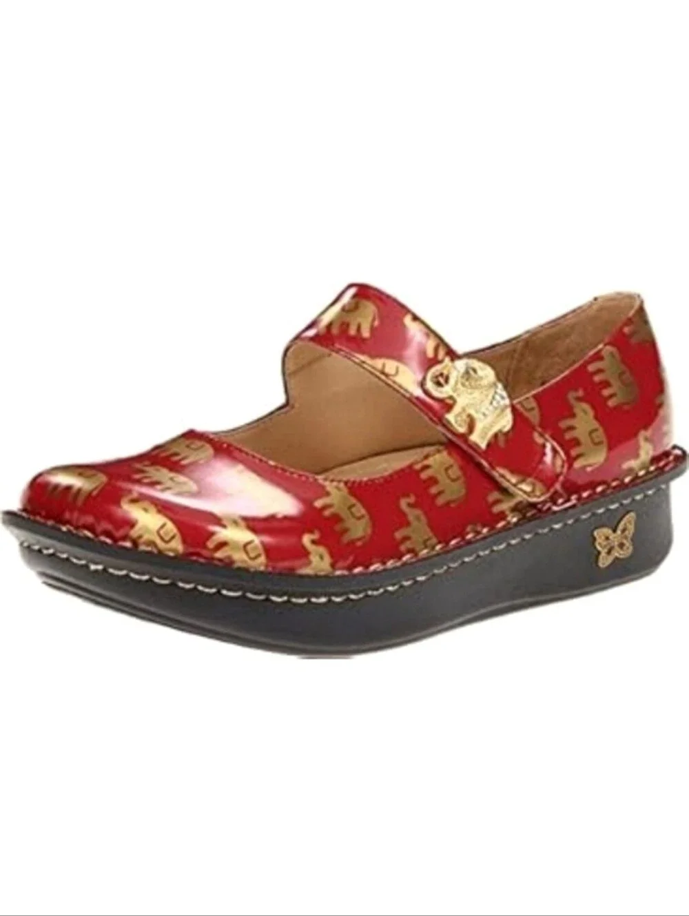 Alegria Paloma Mary Jane shoes Golden Elephant Patent Red Leather 6 Nurse